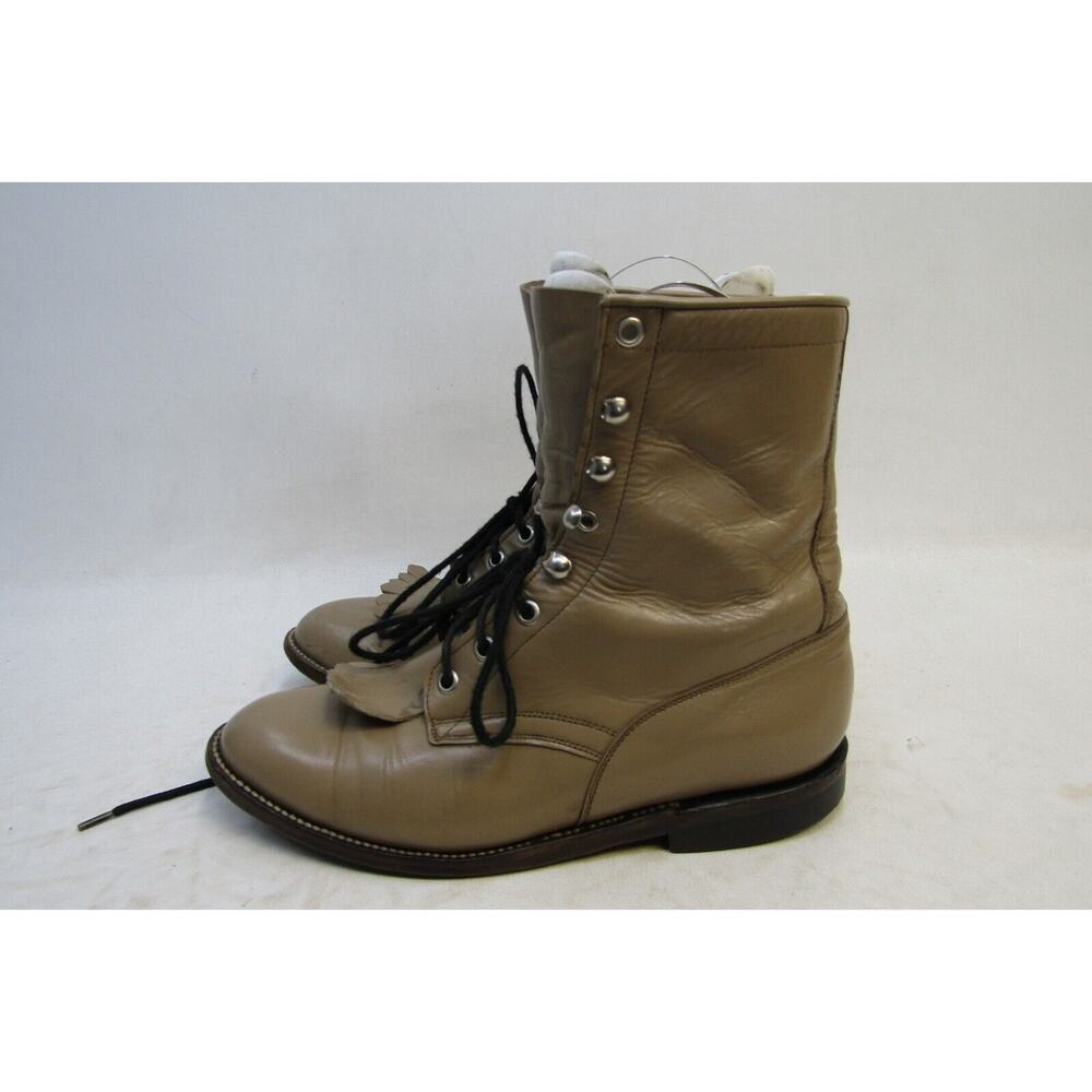 Cowtown Mens Size 6.5 D Taupe Leather Laces Kilt Ankle Cowboy Western Boots